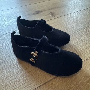 H&M Black Velvet Dress Shoes with Gold Buckle